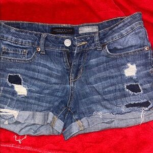 Aeropostale Distressed Blue Jean Shorts